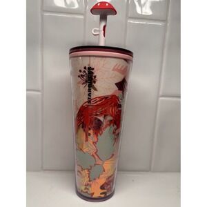 Starbucks Holidays 2022 Enchanted Forest Cup with‎ Mushroom Straw Topper